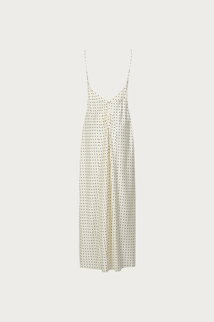 Deep V Rosette Gown (Cream Polka Dot)