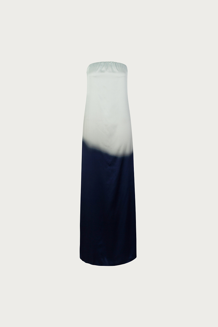 Strapless Draped Maxi (Blue Ombre)