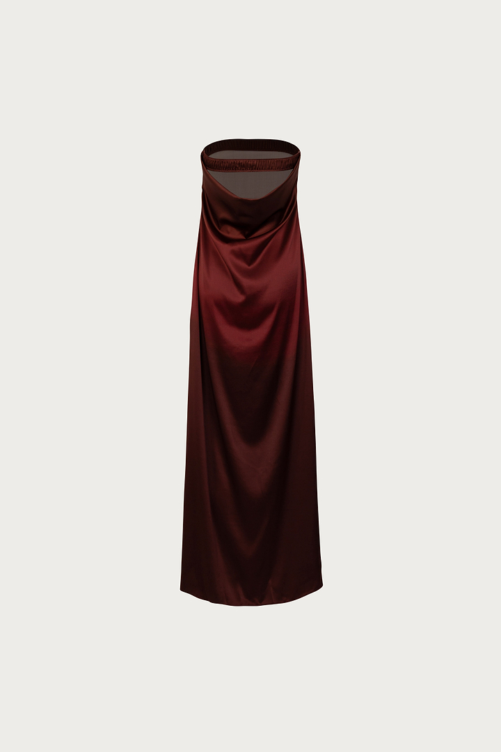 Strapless Draped Maxi (Brown Ombre)