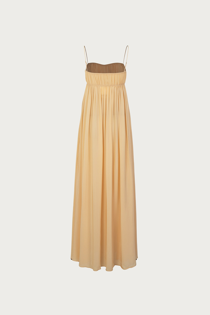 Ruched Chiffon Dress (Gold)