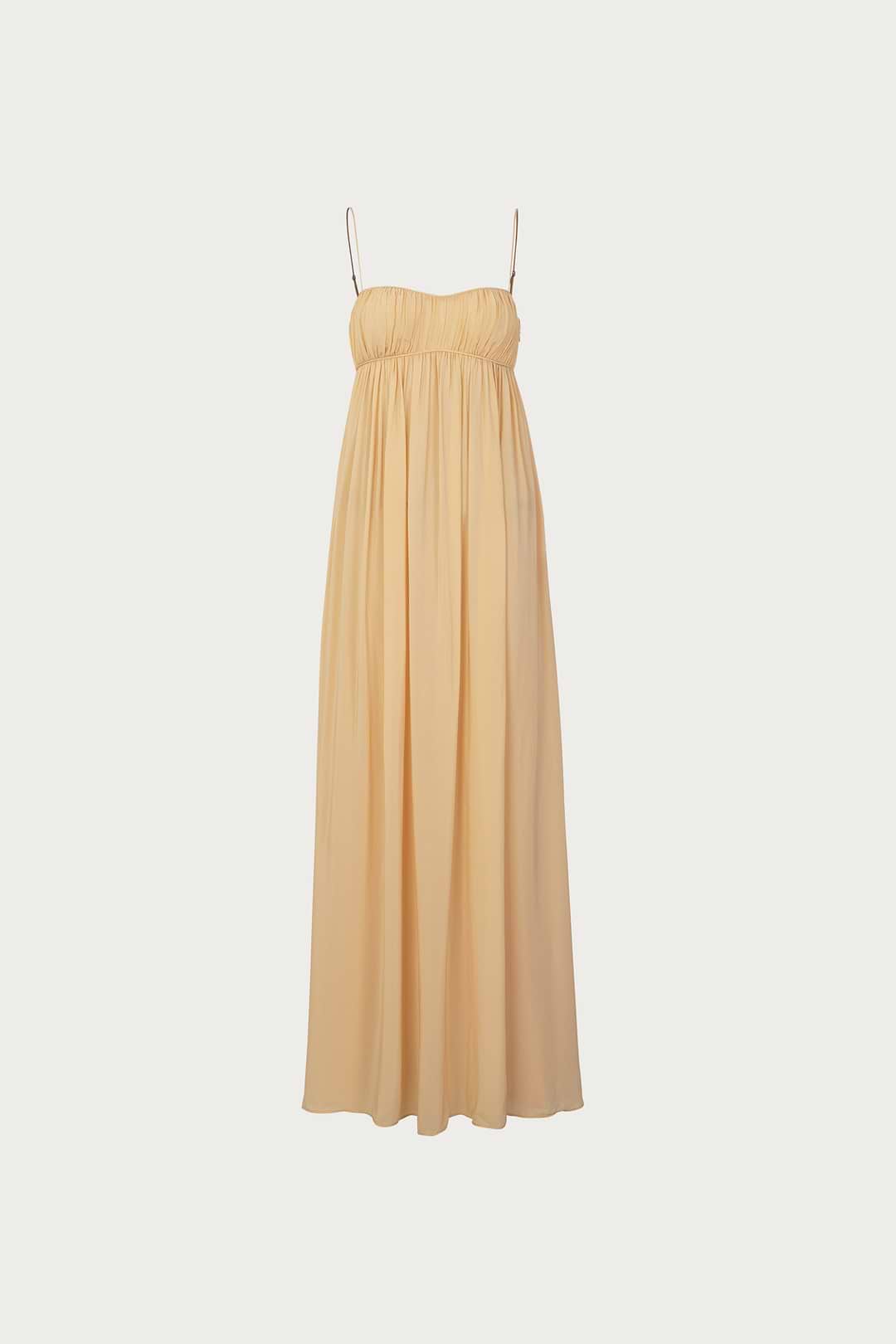 Same Ruched Chiffon Dress | Gold | Women's Maxi Dress L / Gold Same Ruched Chiffon Dress | Gold | Women's Maxi Dress L / Gold