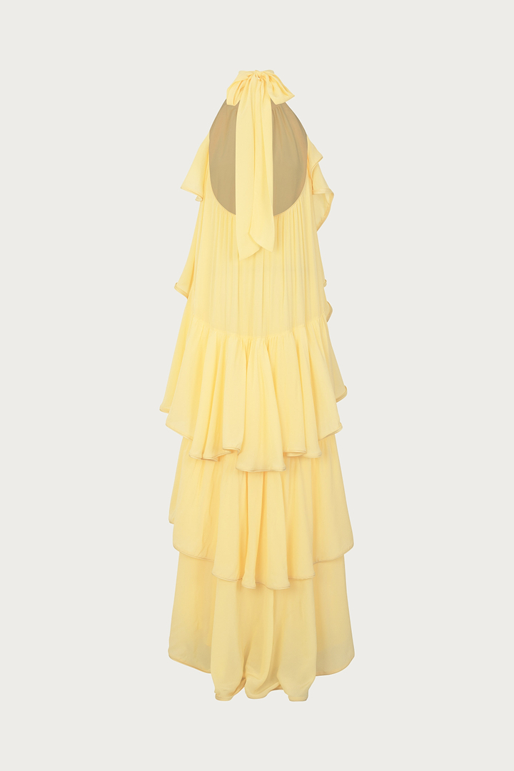 Layered Chiffon Gown (Butter Yellow)