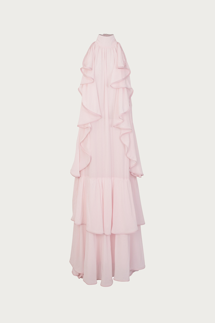 Layered Chiffon Gown (Pale Pink)