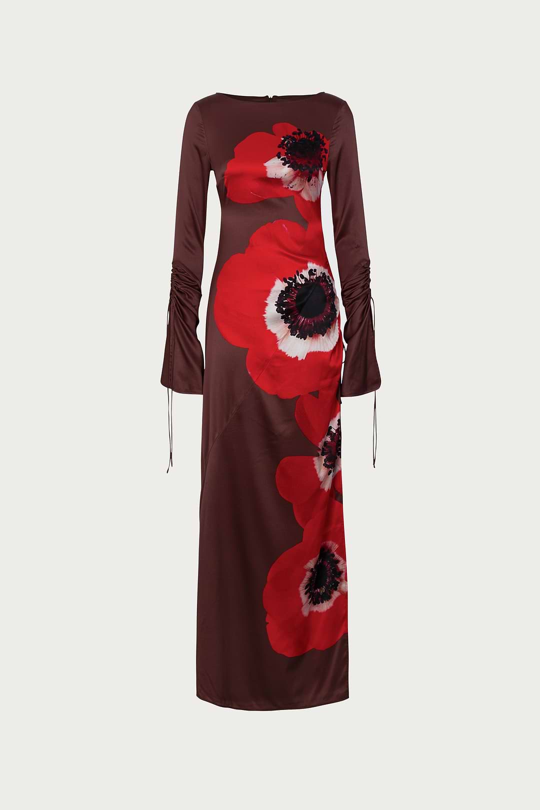 SAME Silk Floral Gown | Brown/Red | Women's Dress M / Brown/Red SAME Silk Floral Gown | Brown/Red | Women's Dress M / Brown/Red