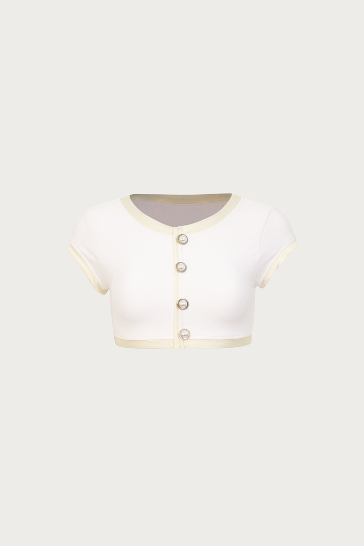 The Grace Top (Faux Suede White/Cream)