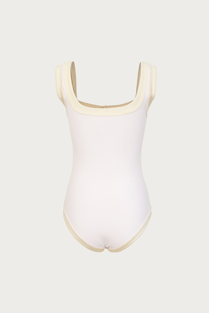 The Grace Tank One Piece (Faux Suede White/Cream)
