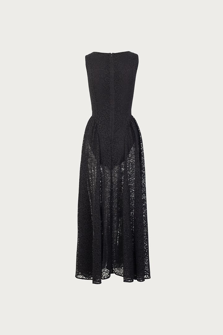French Lace Midi Dress (Black)