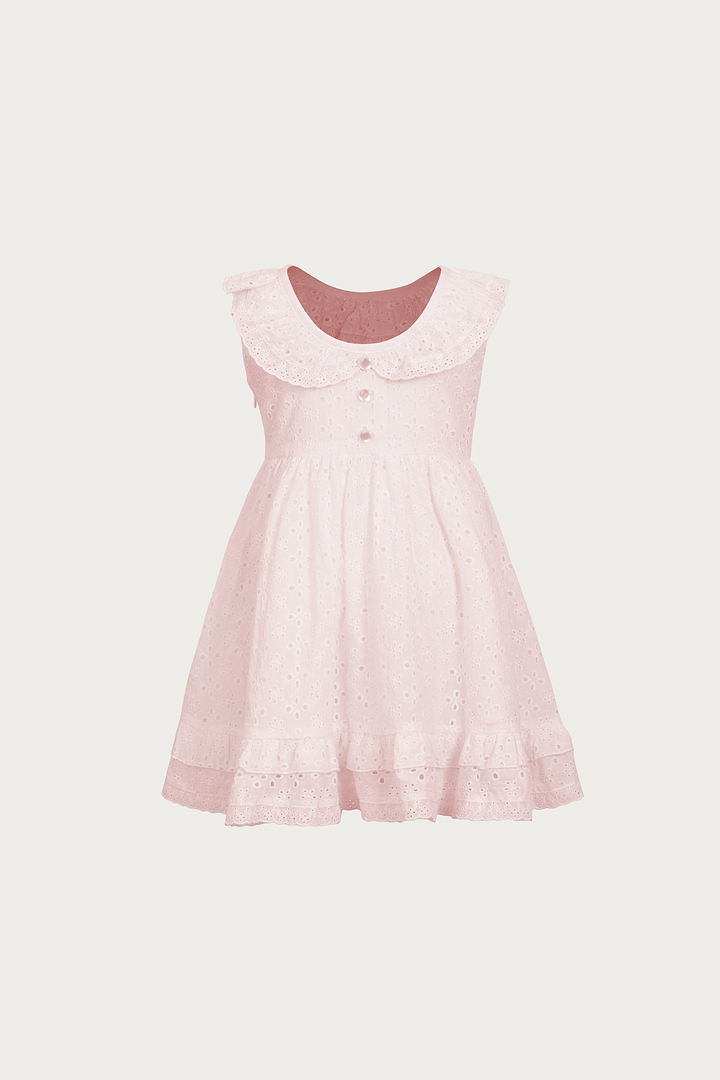 kids eyelet dress (baby pink)