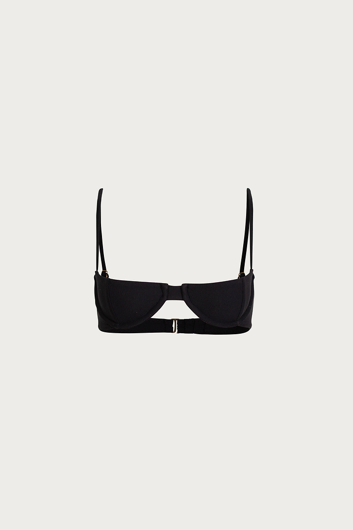 Demi Cup Underwire Top (Faux Suede Black)
