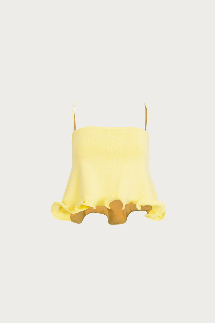 Ruffle Hem Crop Top (Butter Yellow)