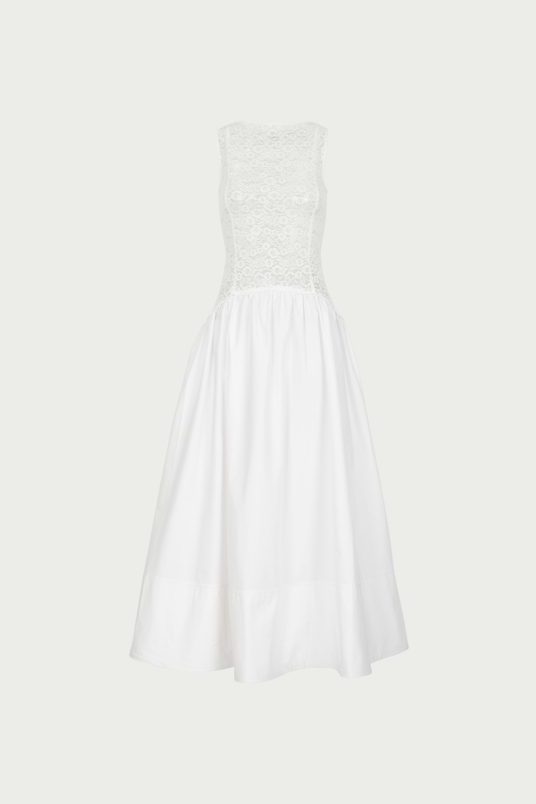 French Lace Poplin Dress (White) French Lace Poplin Dress (White)