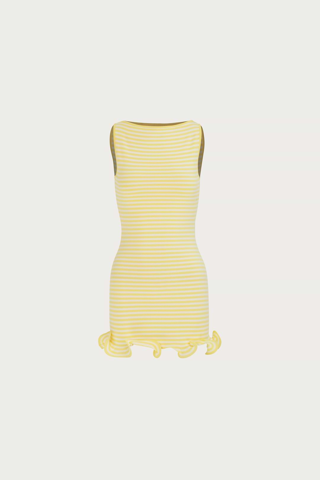 SAME Ruffle Hem Tank Mini Dress | Yellow Stripe | Women's Dress SAME Ruffle Hem Tank Mini Dress | Yellow Stripe | Women's Dress