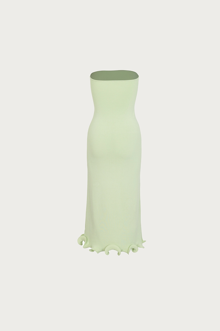 Ruffle Hem Strapless Dress (Mint)