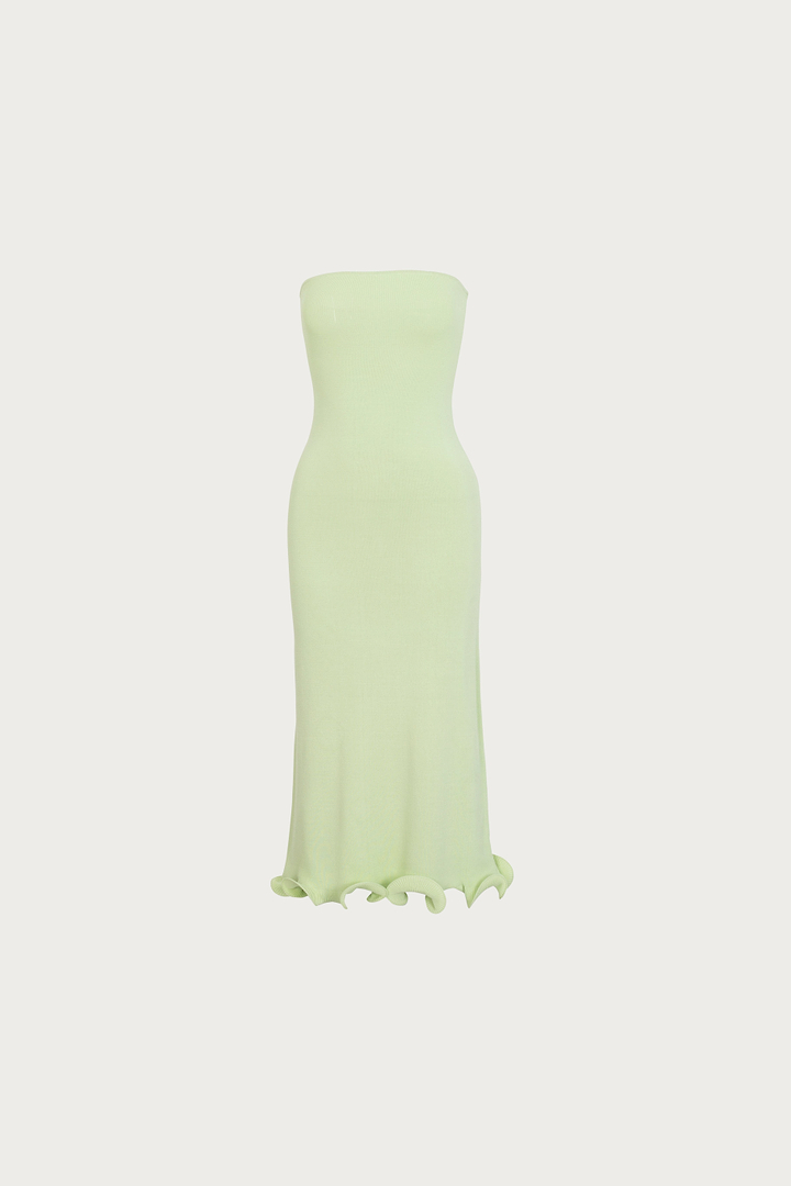 Ruffle Hem Strapless Dress (Mint)