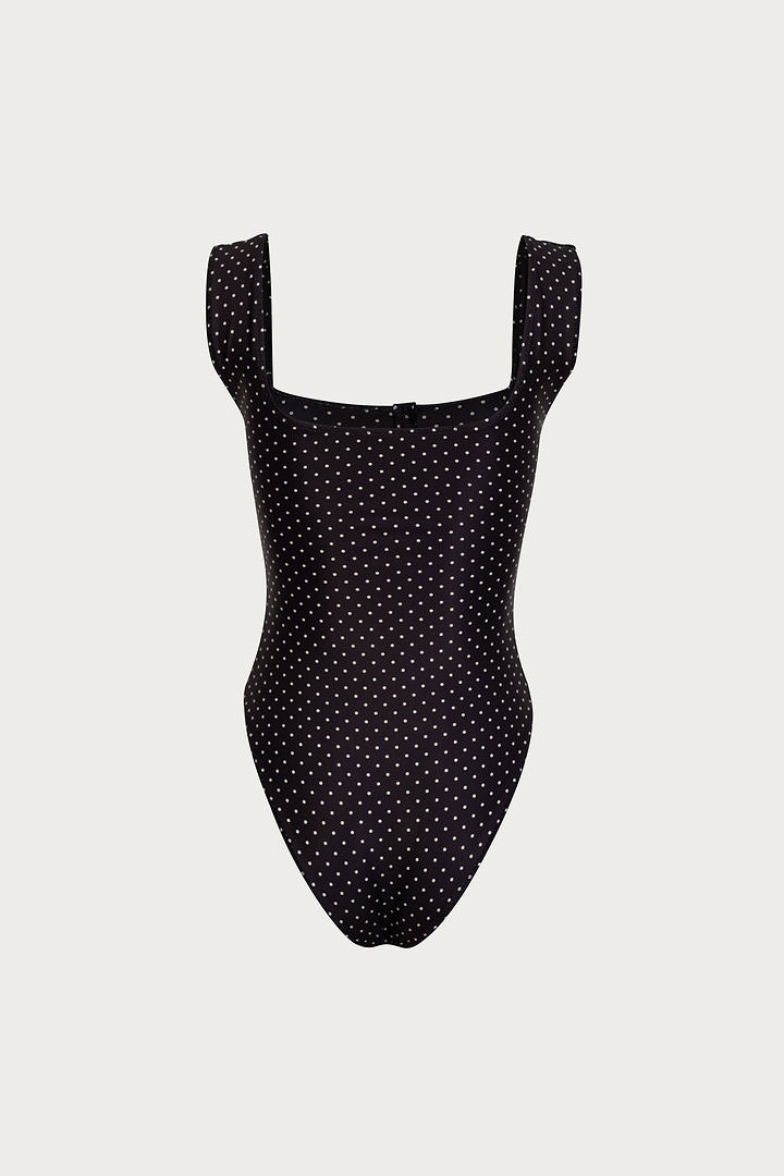The Grace Tank One Piece (Black Cream Polka Dot)