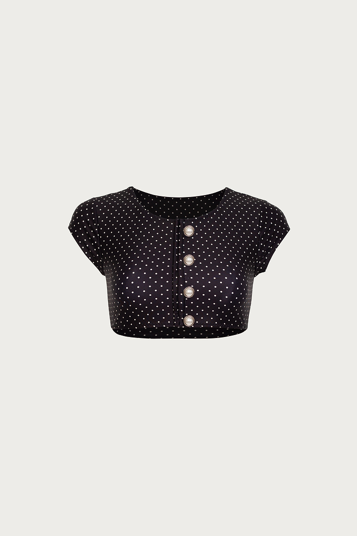 The Grace Top (Black Cream Polka Dot)