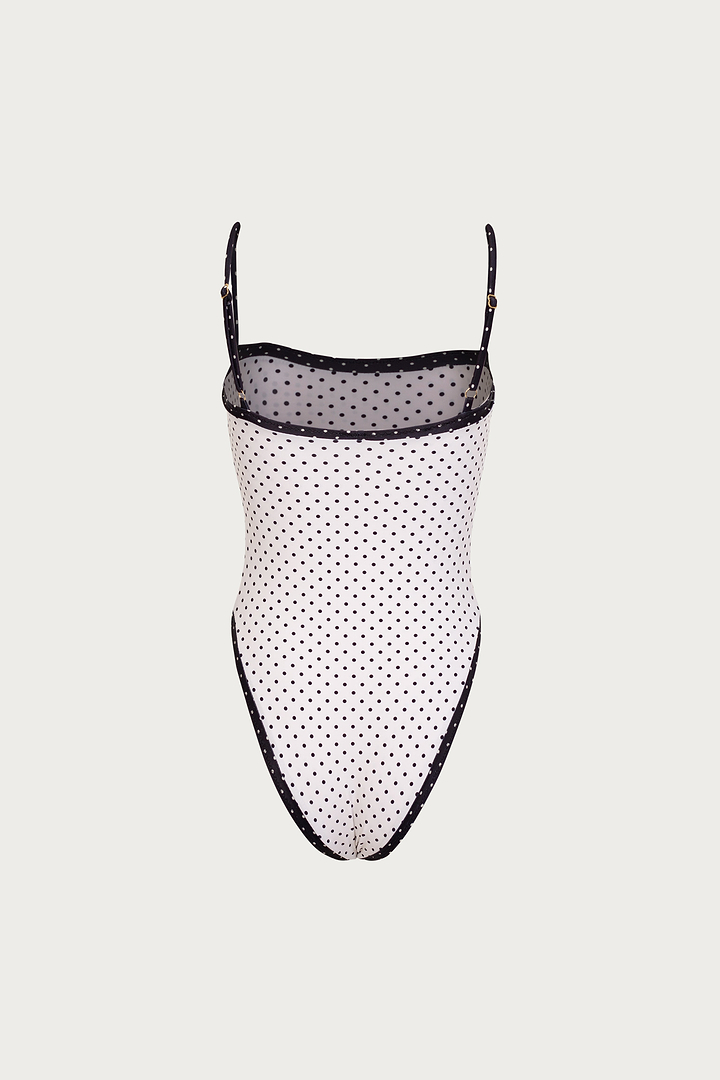 Colorblock One Piece (Cream Black Polka Dot/Black)