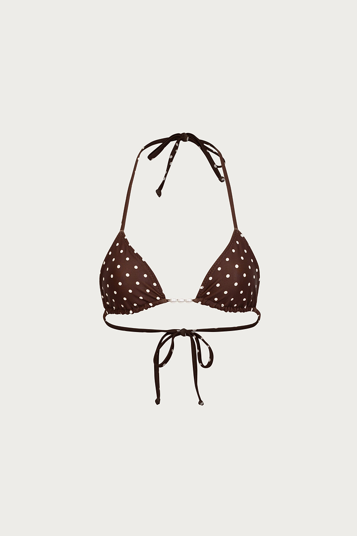 Beaded Triangle Top (Brown Cream Polka Dot)