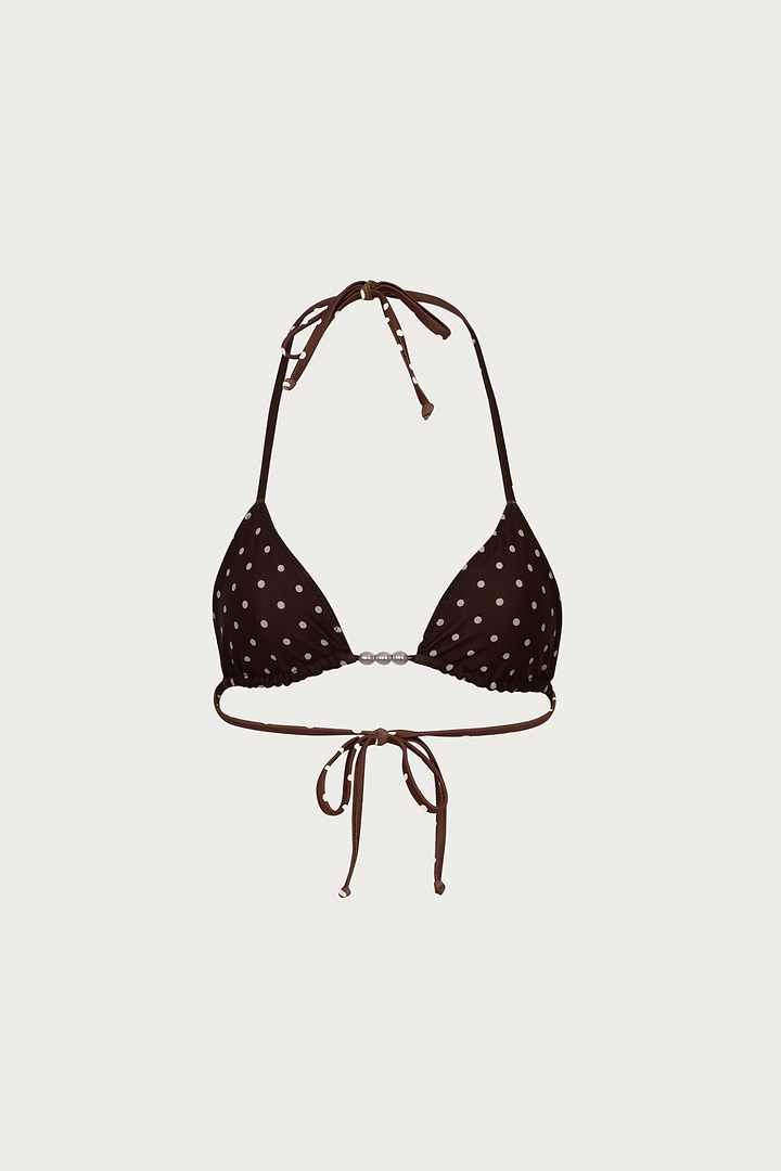 Beaded Triangle Top (Brown Cream Polka Dot)