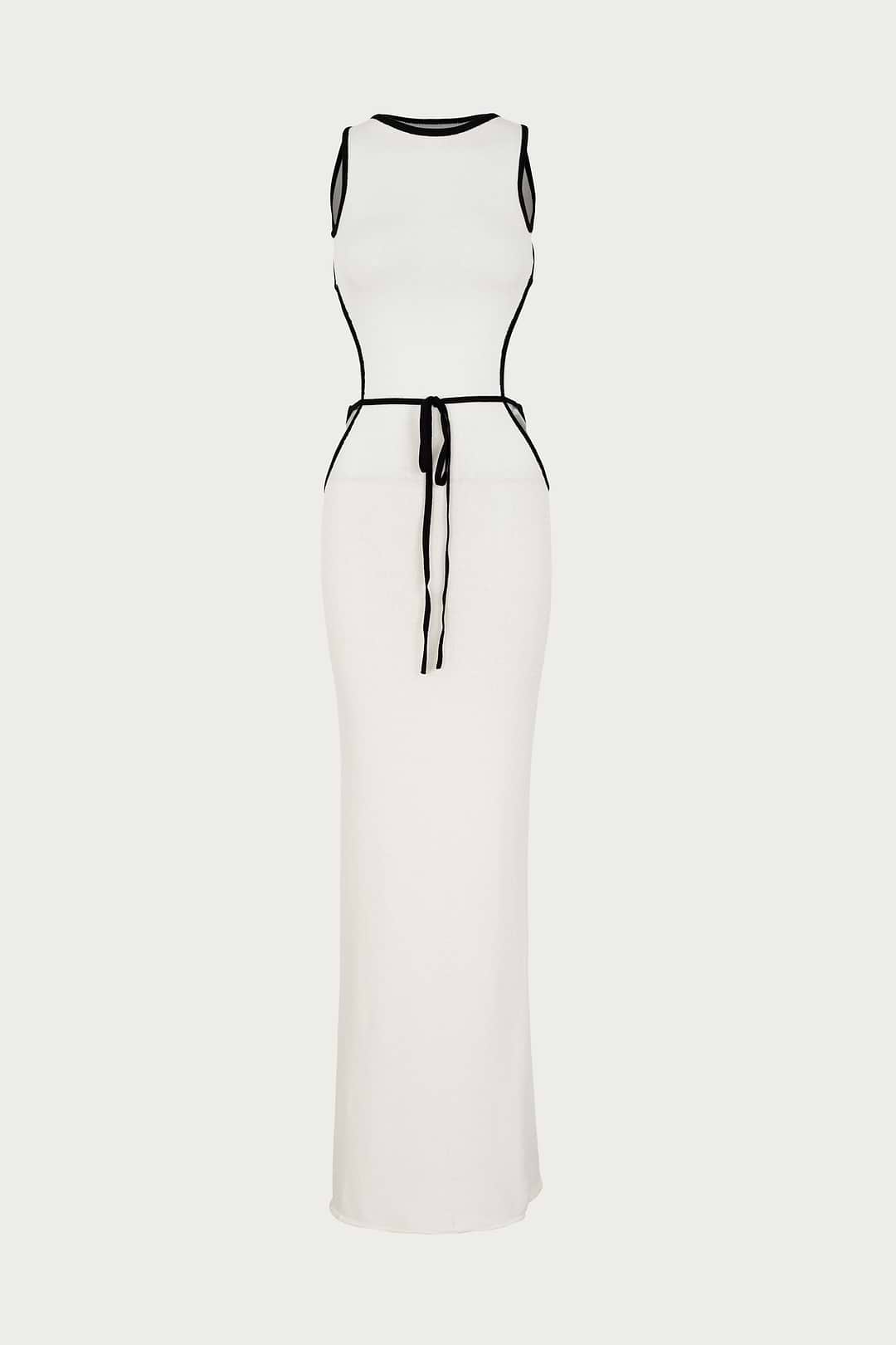 Same Tie Maxi Dress | Cream/Black | Women's Knit Dress L / Cream/Black Same Tie Maxi Dress | Cream/Black | Women's Knit Dress L / Cream/Black