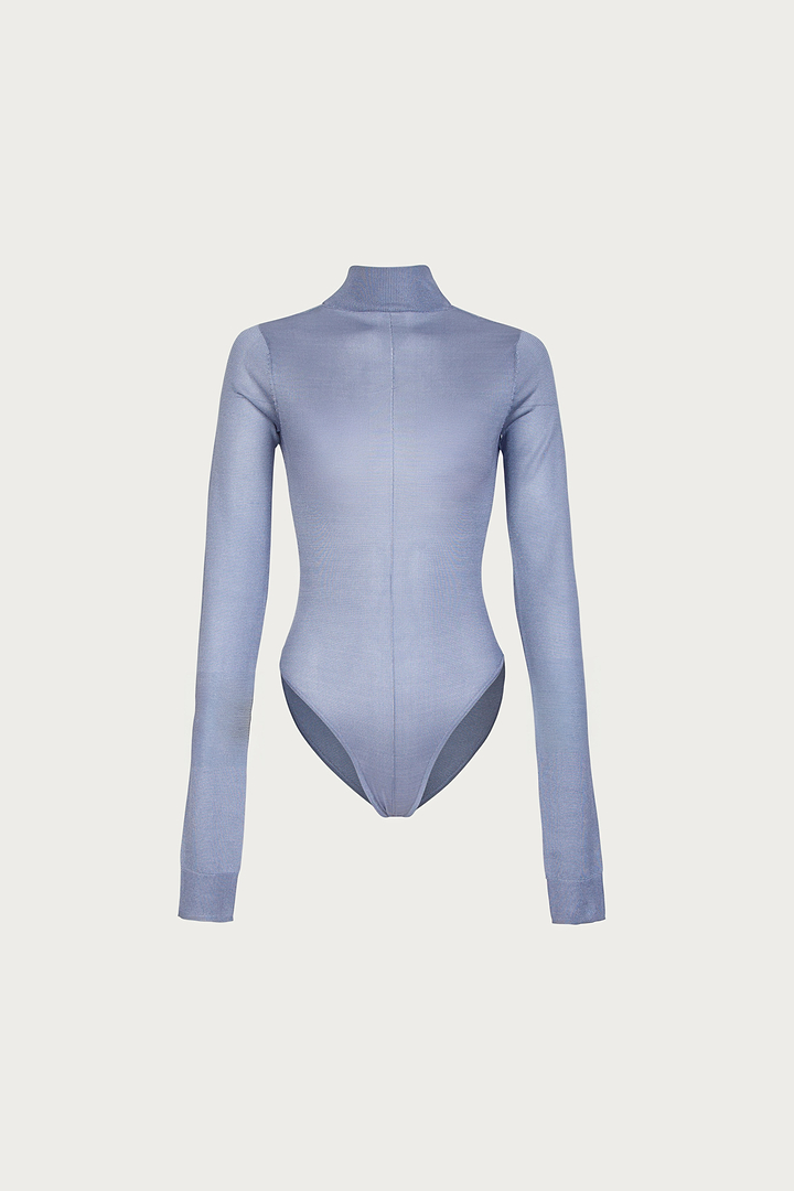 Open Back Knit Bodysuit (Light Blue)