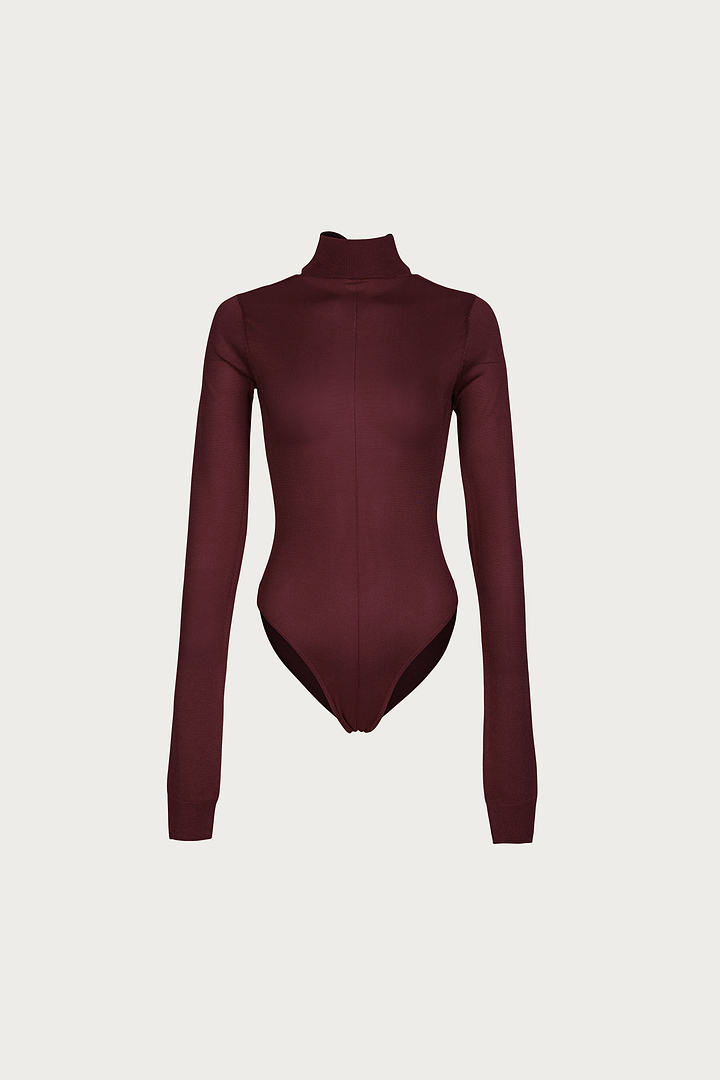 Open Back Knit Bodysuit (Merlot)