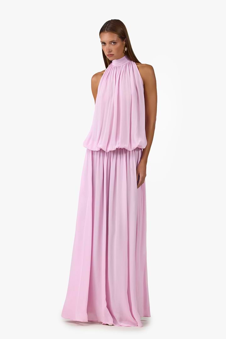 Drop Waist Chiffon Gown (Lilac Pink)