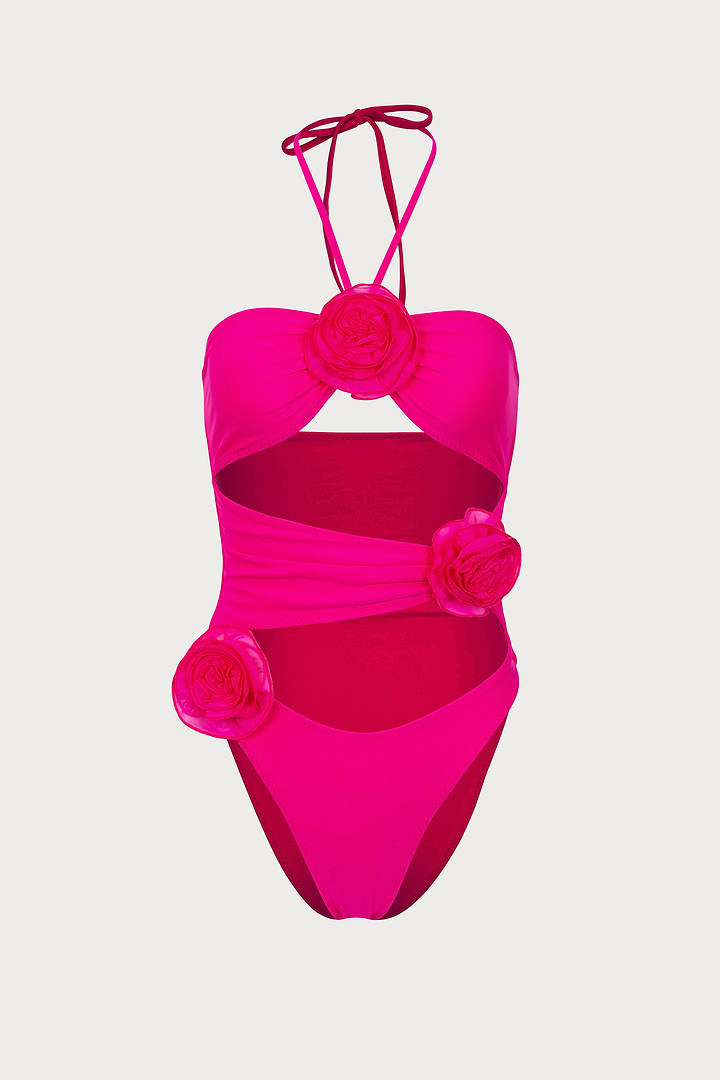 Rose Cut Out One Piece (Fuchsia/Fuchsia)
