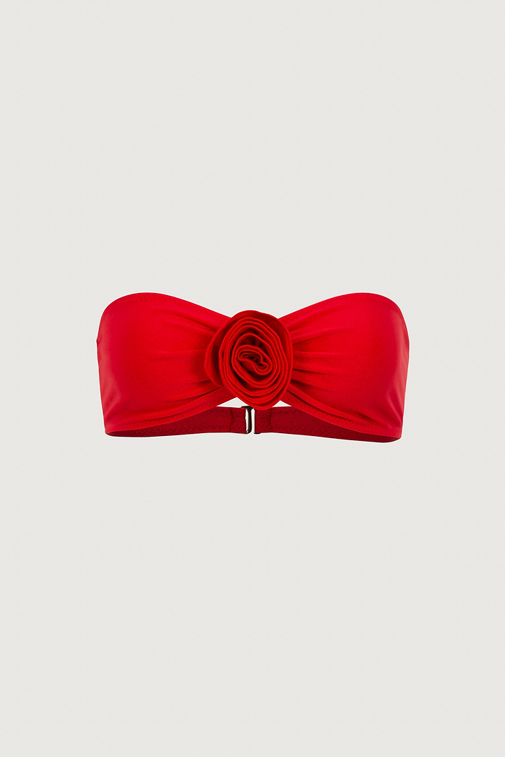 Rosette Bandeau Top (Scarlet Red/Red)
