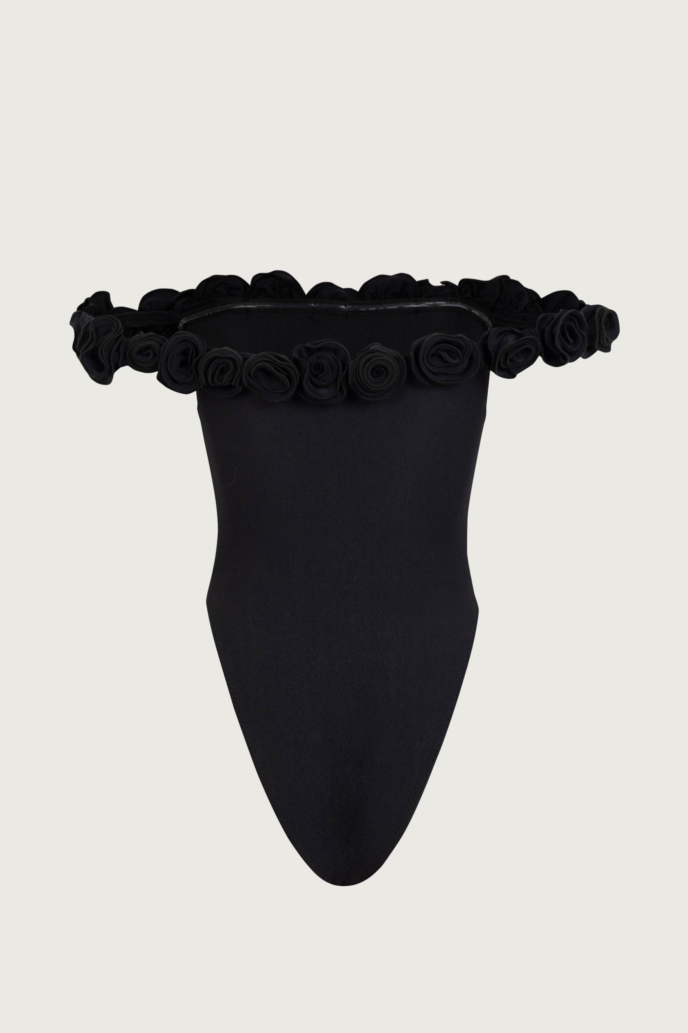 SAME Rose Off Shoulder One Piece | Faux Suede Black/Black