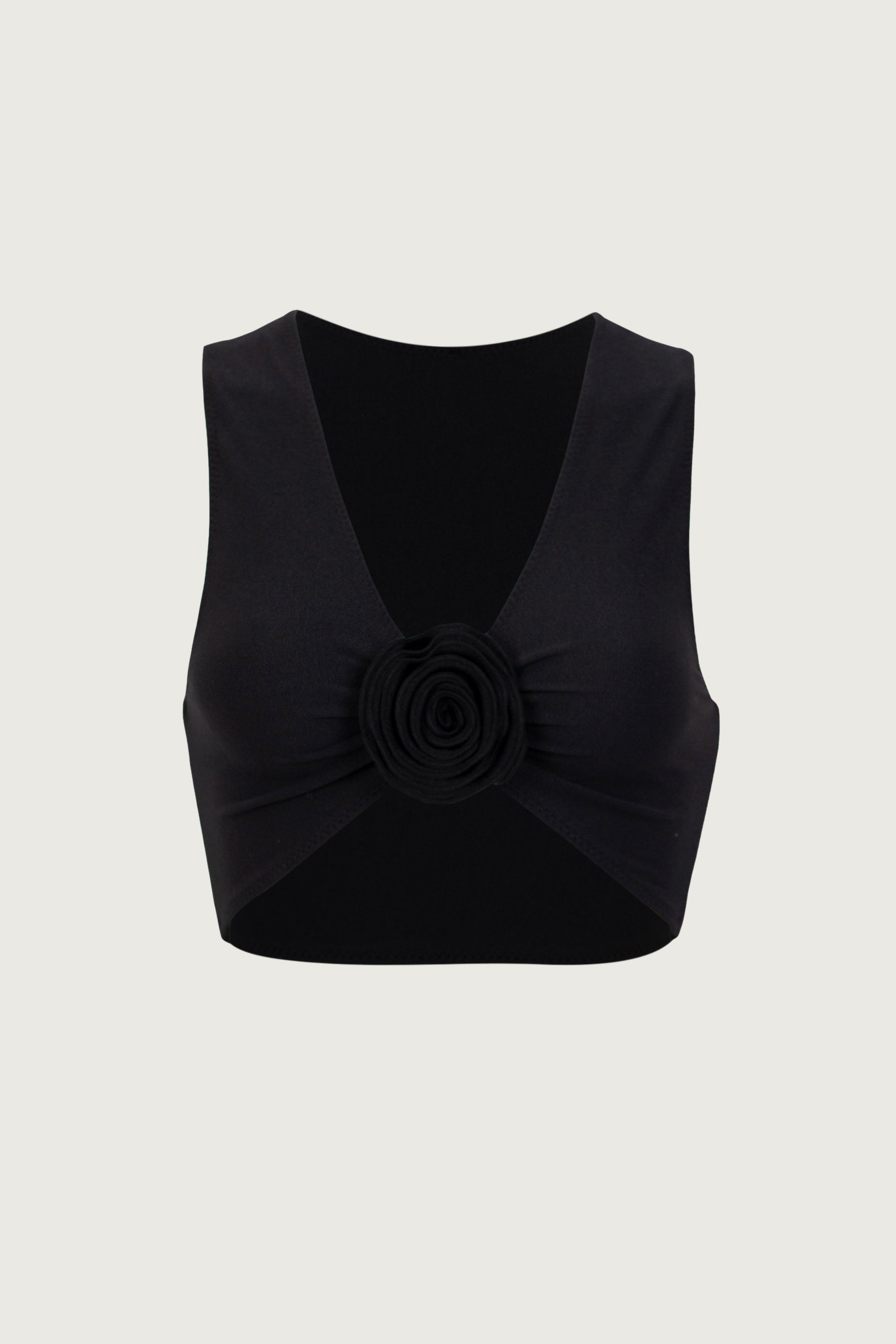 SAME Rose Tank Top | Faux Suede Black/Cream