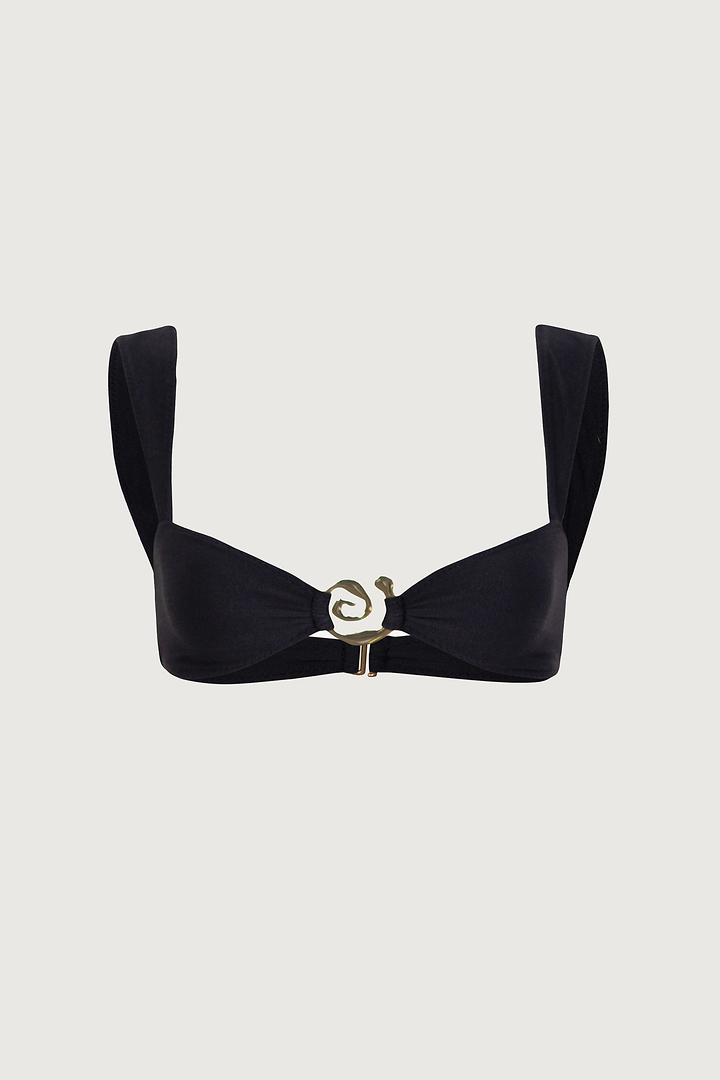 Spiral Bandeau Top (Faux Suede Black)