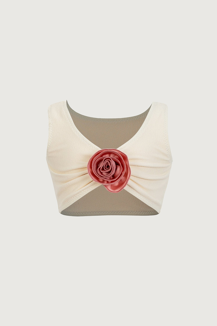 rose tank top (faux suede cream/blush)