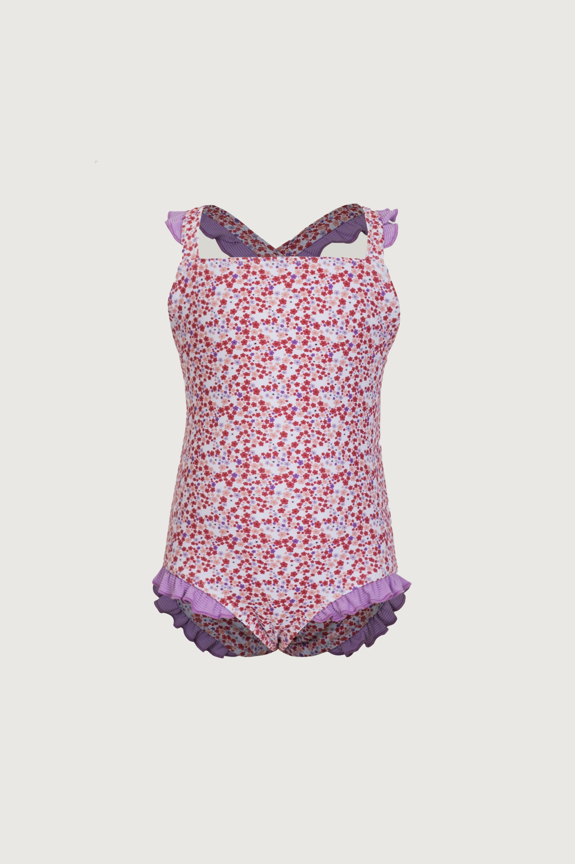 ruffle one piece (mini floral/purple) – SAME