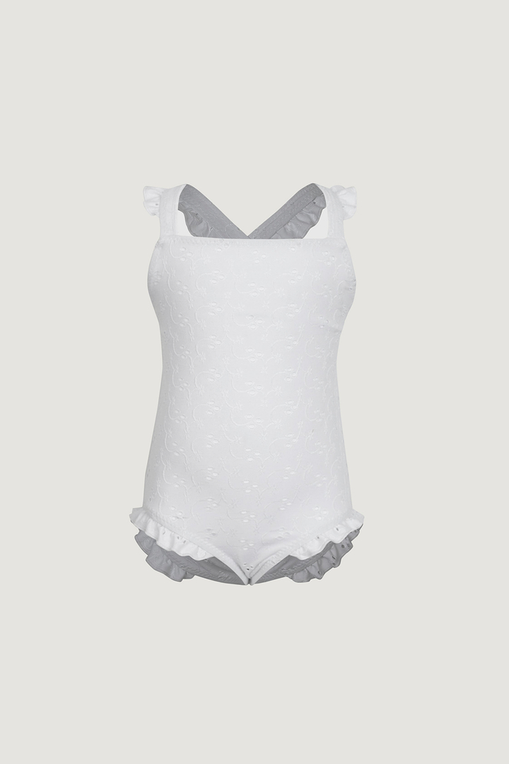 ruffle one piece (white eyelet)