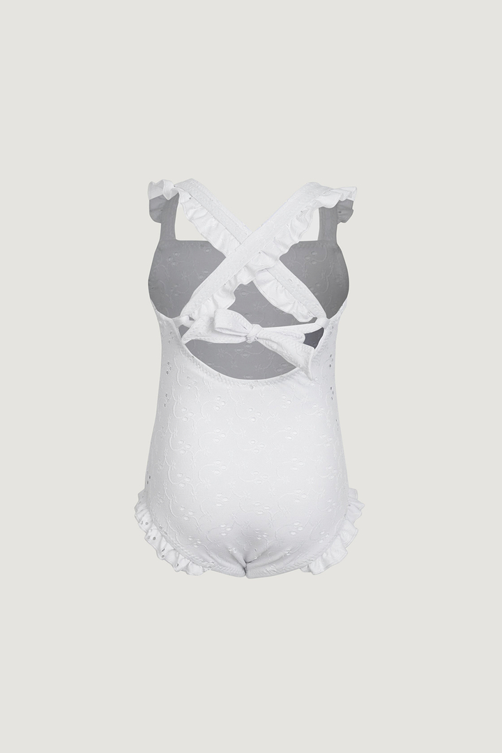 ruffle one piece (white eyelet)