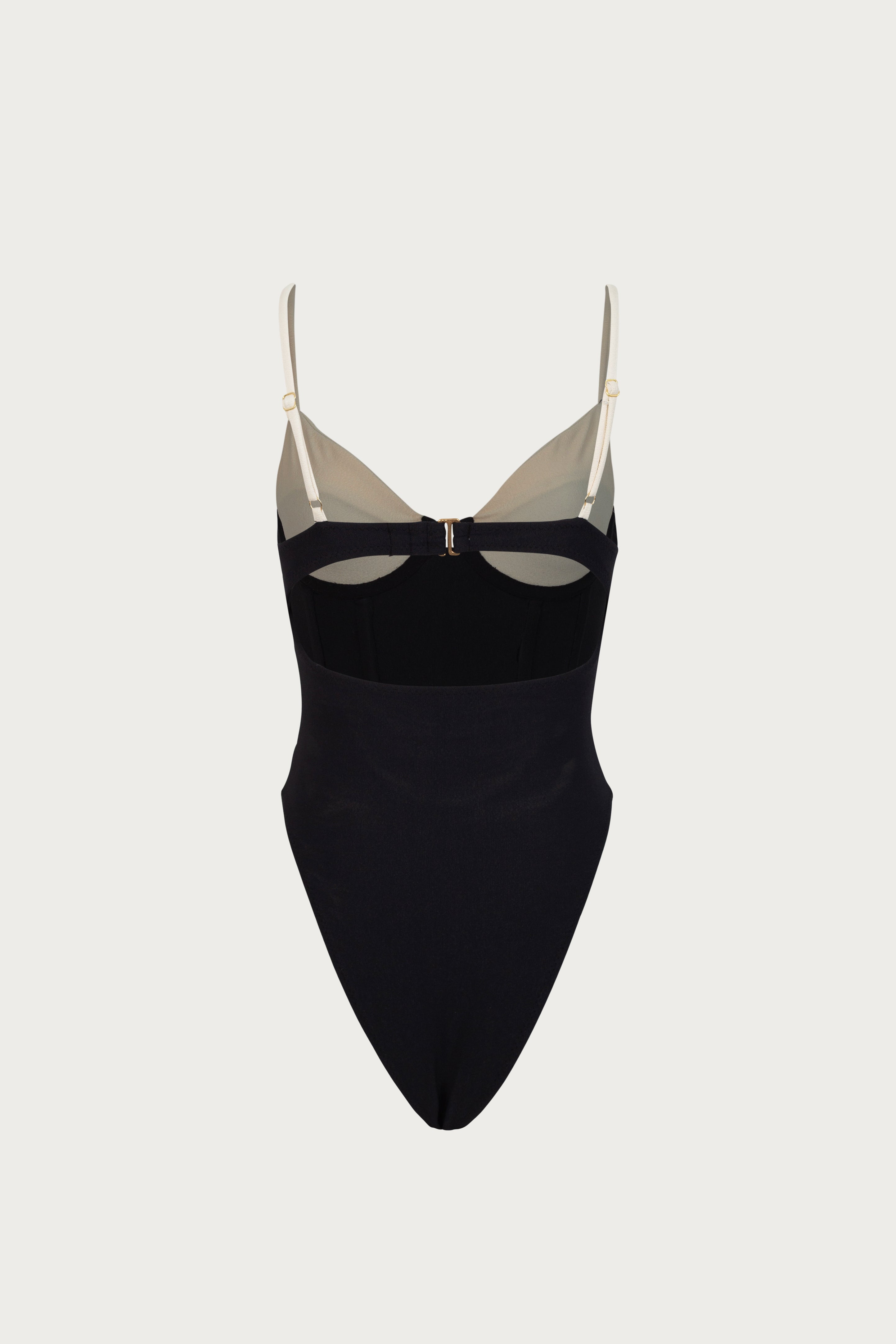 SAME Double Layer Corset One Piece | Faux Suede Cream/Black