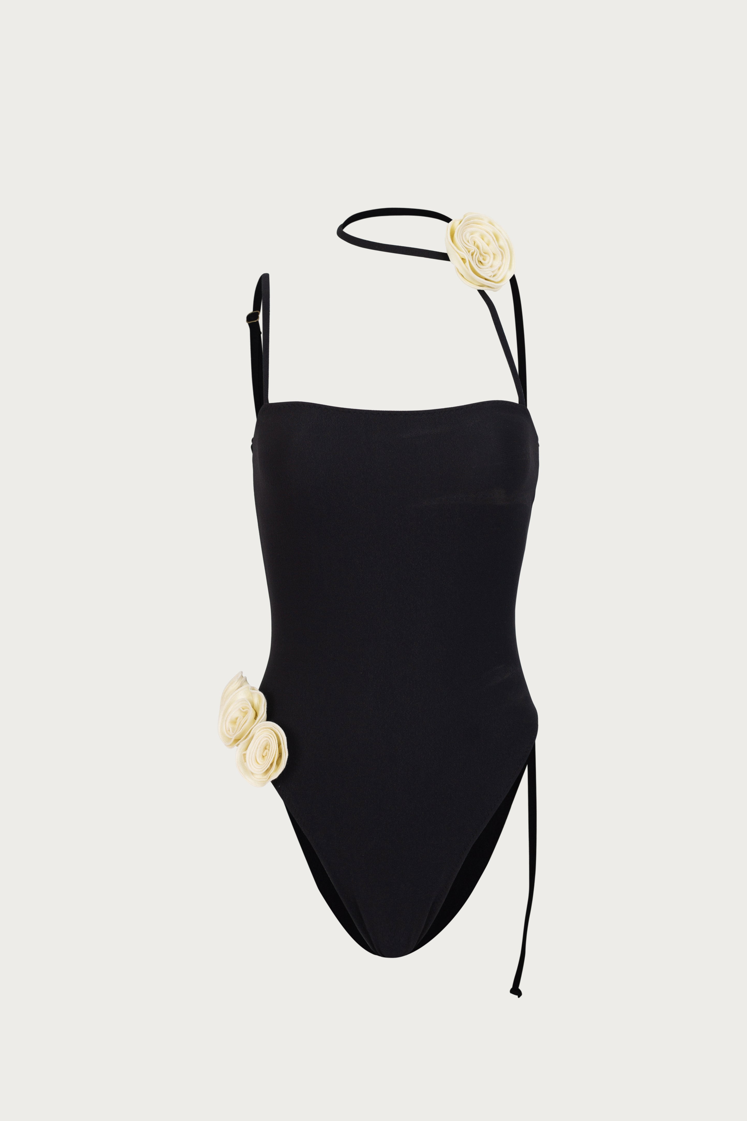 SAME Off Shoulder One Piece | Faux Suede Black/Cream
