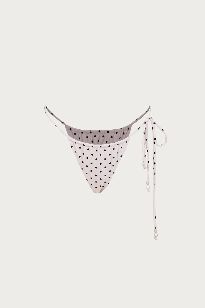 Beaded String Bottom (Cream Black Polka Dot)