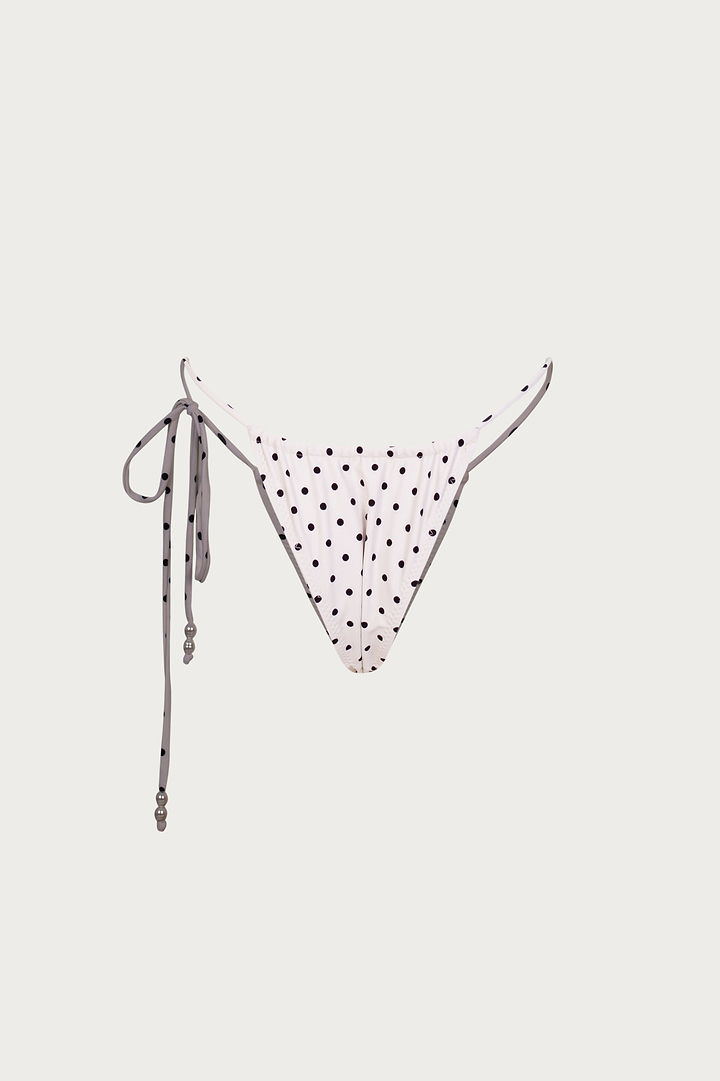 Beaded String Bottom (Cream Black Polka Dot)