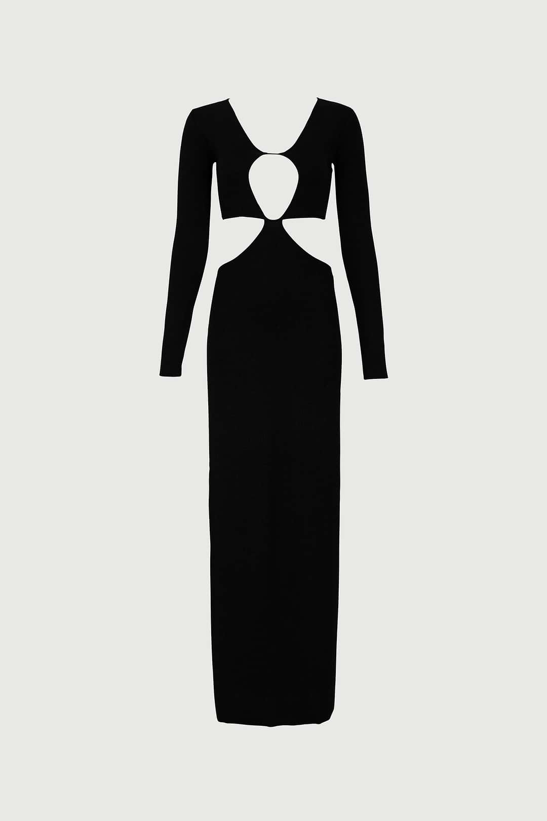 Same Long Sleeve Cut Out Maxi Dress | Black Lurex Xs / Black Lurex Same Long Sleeve Cut Out Maxi Dress | Black Lurex Xs / Black Lurex