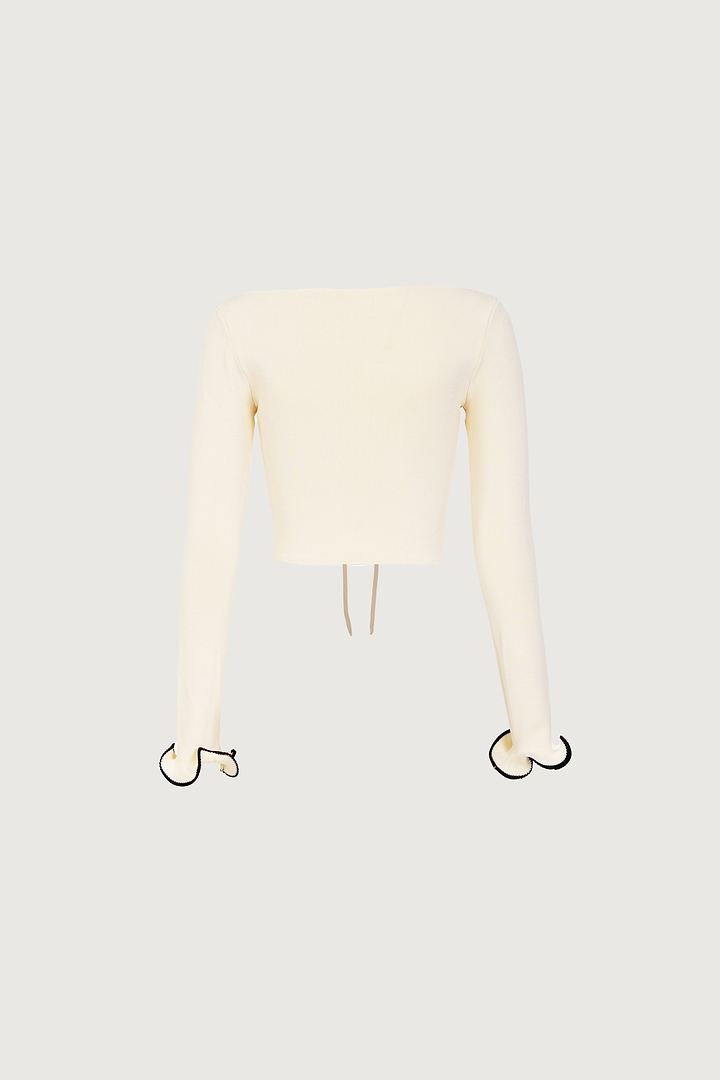 Ruffle Hem Top (Cream/Black)
