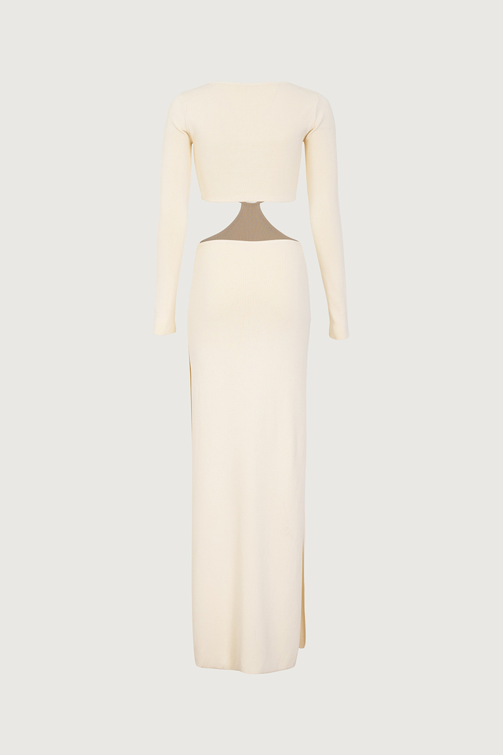 SAME Long Sleeve Cut Out Maxi Dress | Cream XXS / Cream SAME Long Sleeve Cut Out Maxi Dress | Cream XXS / Cream