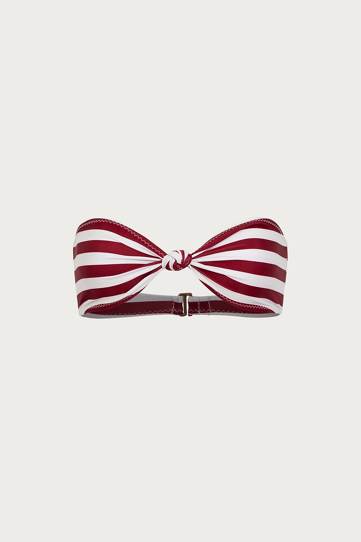 Knotted Bandeau Top (Burgundy Stripe)