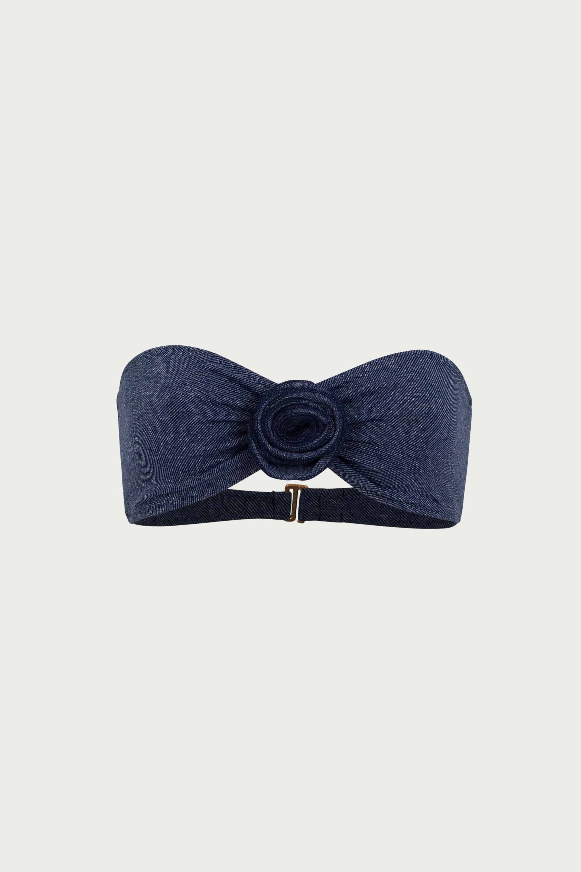 SAME Rosette Bandeau Top | Dark Denim | Women's Swimwear