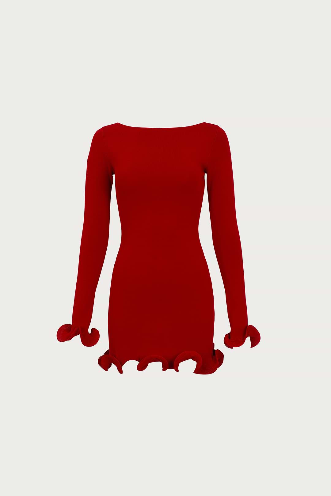 SAME Ruffle Hem Mini Dress | Red SAME Ruffle Hem Mini Dress | Red