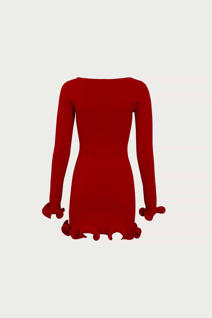 SAME Ruffle Hem Mini Dress | Red