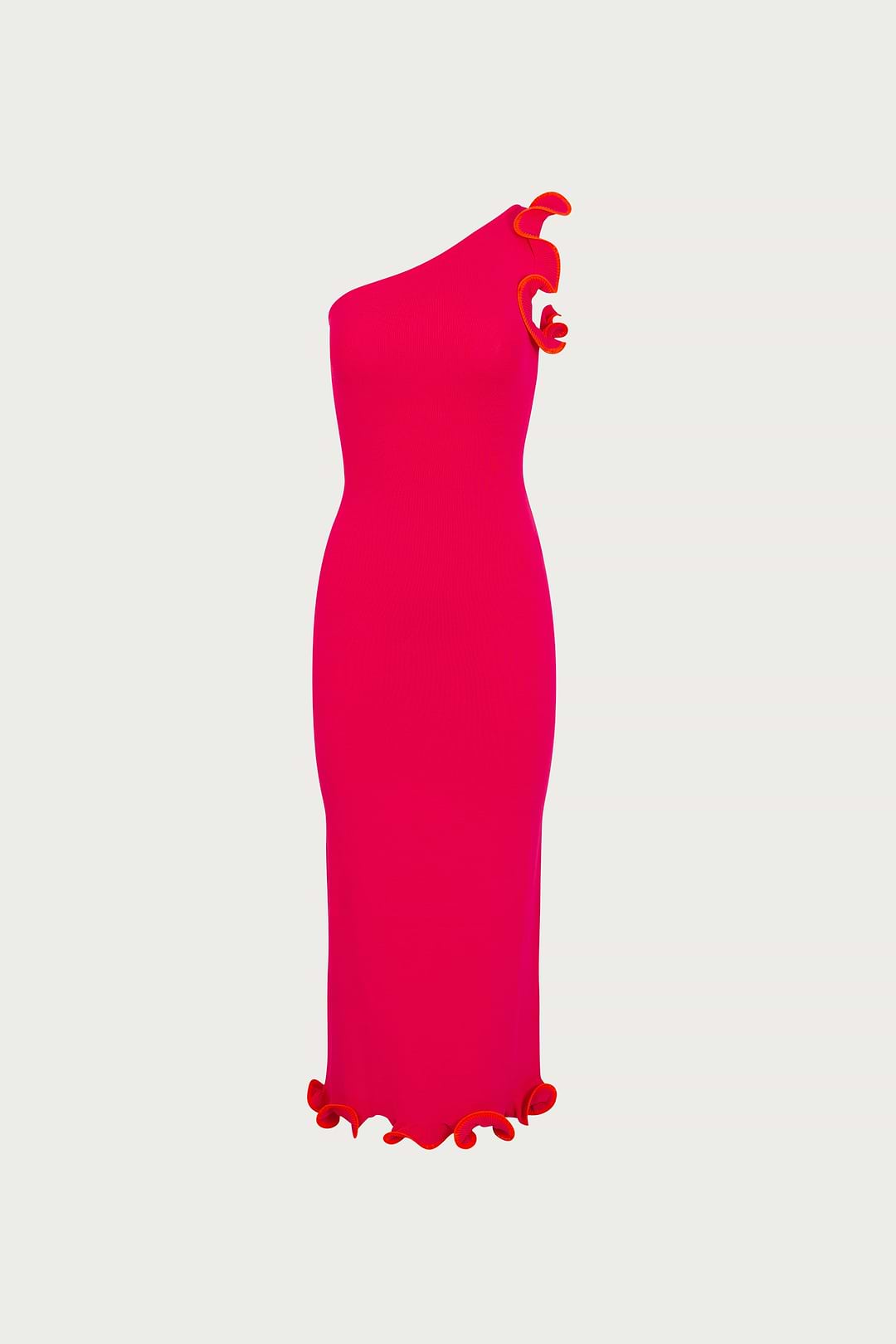 hot pink one sleeve dress Hot Pink Feather One Shoulder Tight Fit Homecoming Dress