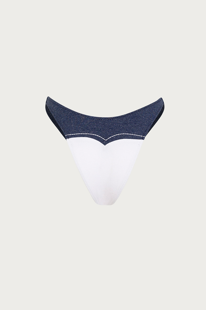 Western 90s Bottom (Faux Suede White/Dark Denim)