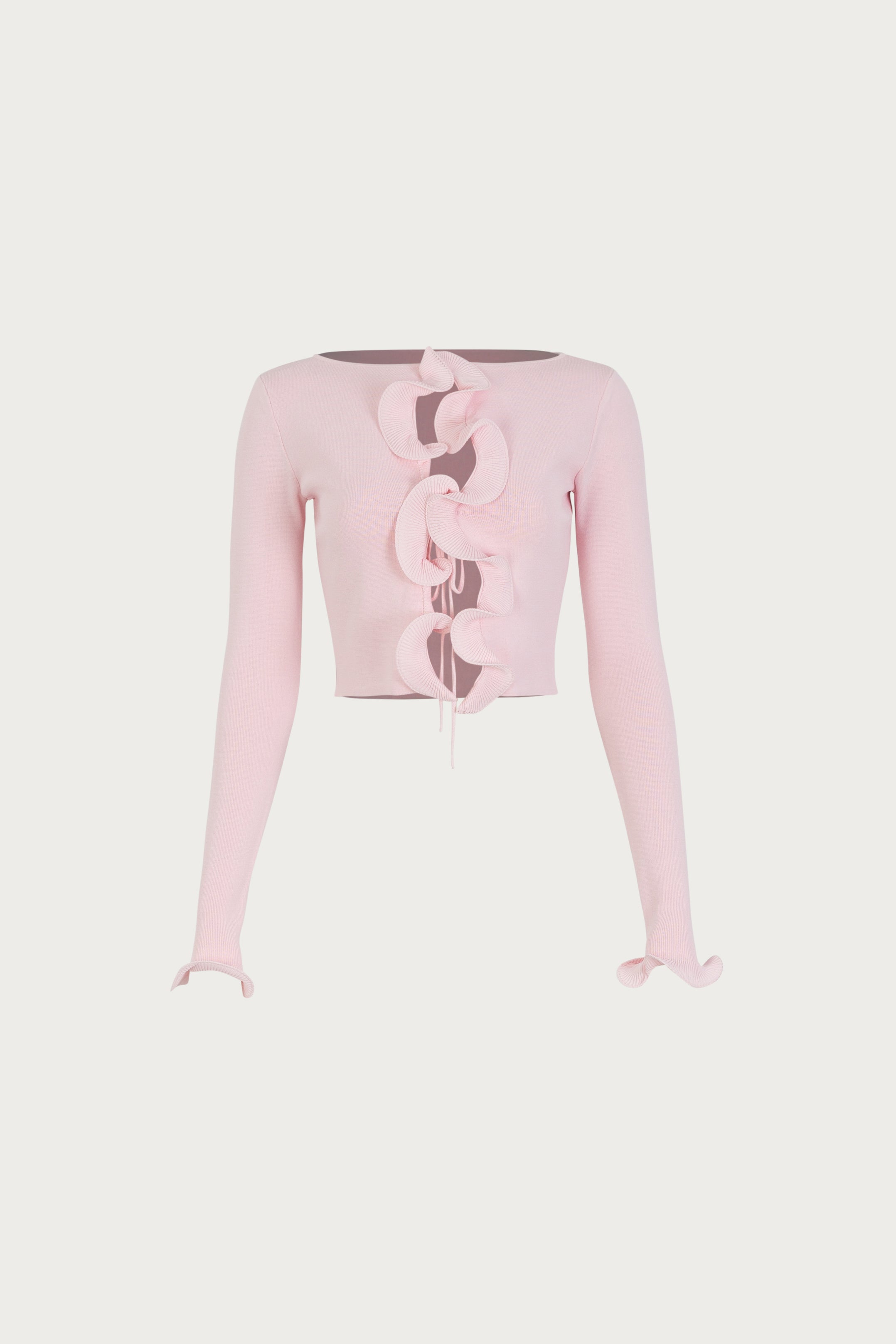 SAME Ruffle Hem Top | Pale Pink | Women's Knit Top